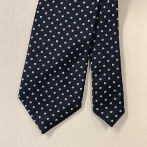 ERMENEGILDO ZEGNA Navy Light Blue Dots Silk Tie